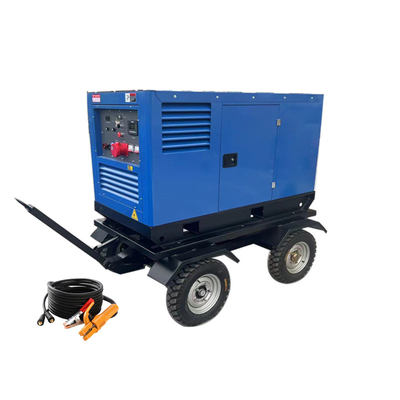 Ruote del carrello 400 Ampere Arc Mig Macchina di saldatura a corrente continua 20kva AC generatore diesel generatore 500a