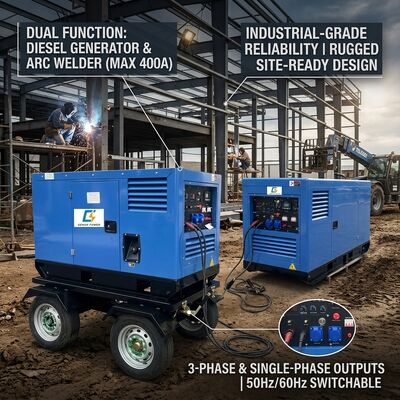 Ruote telaio mobile saldatrice Mig DC 450A saldatrice generatore diesel da 500 Ampere con trainafilo